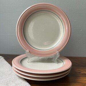 The Bay 4 Stoneware Salad Plates Pink Dusty Rose Pattern Japan 7-3/4"